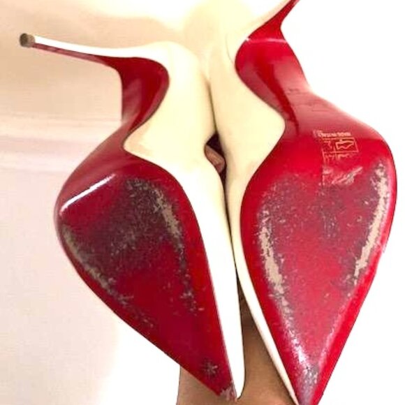 Christian Louboutin Hot Chick Scallop Pointed Toe 100mm Pump Patent Calf Leather - Picture 10 of 14